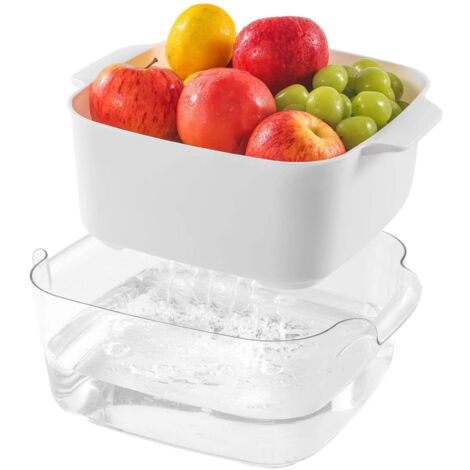 Passoire de cuisine double couche, 2 en 1, pour laver fruits et légumes, convient aux pâtes, fruits et légumes, blanche