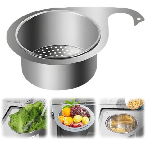 Passoire de cuisine en inox, 2025 New Panier à Filtre en Acier Inoxydable en Forme de Cygne pour Évier, Passoire d'angle pour Fruits Et Légumes (1PCS, 24X16X8CM)
