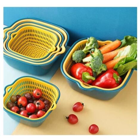 Passoire de Cuisine - Multifonctionnelle - Double Couche - 2 en 1 - Jaune - Plastique