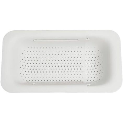 Passoire de cuisine pliable et extensible, à poser sur l'évier, en silicone, portable et réglable, pour laver fruits, légumes et nouilles (blanche)