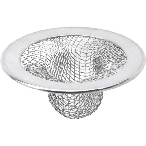 Passoire d'évier de cuisine, lot de 2, en acier inoxydable, filtre rond à mailles de 5 cm de diamètre, pour baignoire ou lavabo.