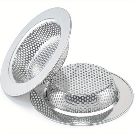 Passoire d’évier en acier inoxydable 304 – 2 pièces, panier de drainage robuste avec bouchon, double couche sécurisée, adaptée à la plupart des éviers de cuisine