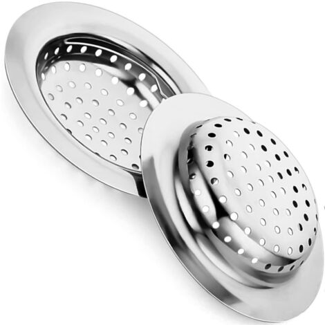 Passoire d'évier en acier inoxydable, filtre de protection pour bonde, panier passoire de 11 cm avec poignée pour salle de bain, douche et cuisine (lot de 2).