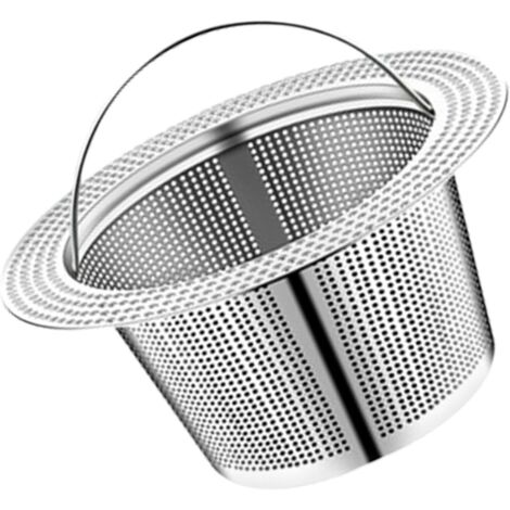 Passoire d'évier en acier inoxydable, panier filtre à vidange profonde, design simple, maille fine argentée