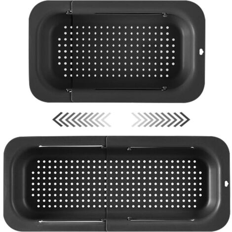 Passoire d'évier extensible pour légumes et pâtes – Matériau plastique sans BPA – Dimensions 14,5 à 19,5 pouces – Drainage rapide