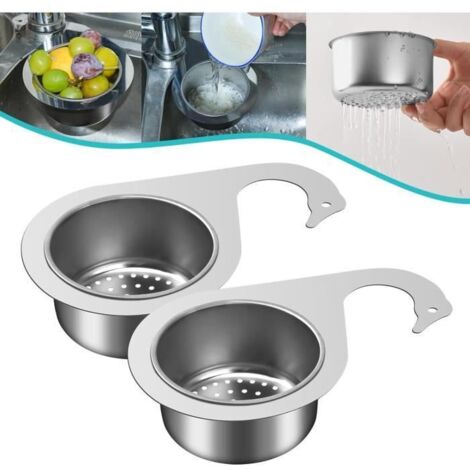 Passoire d'évier - Inox - Lot de 2 - Multifonction - Drainage efficace - Facile à installer