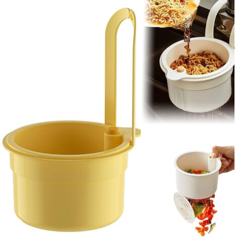 Passoire d'évier jaune avec grille d'égouttage - Collecteur efficace de déchets alimentaires, filtre d'évier pour restes et ordures, complet