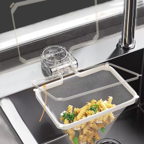 Passoire d'évier Mamakura pour déchets alimentaires, filtre récupérateur de déchets de cuisine à ventouse, blanche