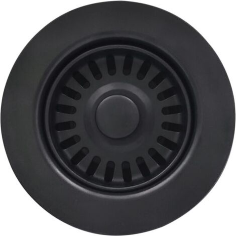 Passoire d'évier noire SHINING HOUSE avec panier et couvercle, filtre de vidange pour évier en granit/terre cuite (diamètre 114,3 mm)