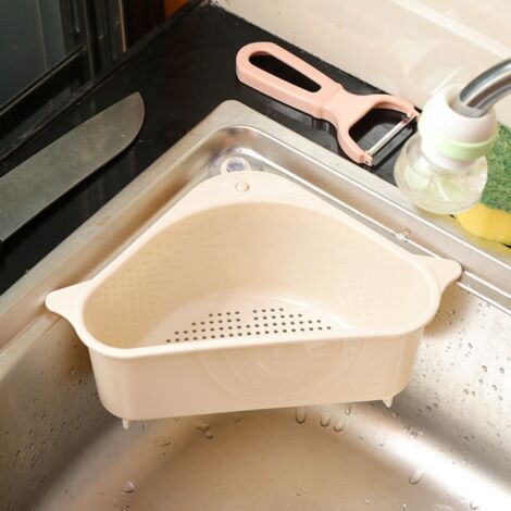 Passoire d'évier, panier de rangement triangulaire avec ventouse, support de cuisine et salle de bain, étagère d'angle suspendue, boîte à savon