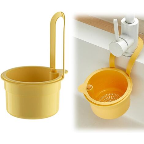 Passoire d'évier, passoire d'évier multifonctionnelle, panier filtre suspendu pour robinet, panier d'évier pour organisateur de linge (jaune, 1 pièce)