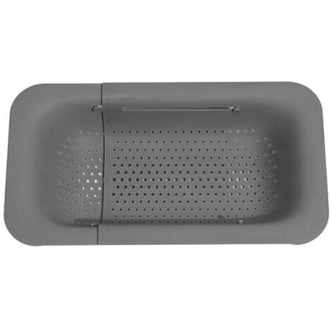 Passoire d'évier, passoire pratique pour évier en plastique, laver les fruits et légumes, extensible jusqu'à 50 cm pour un travail hygiénique dans la cuisine, gris clair