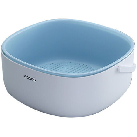 Passoire égouttoir avec poignée, panier de cuisine rétractable pour laver les légumes, filtre - Bleu