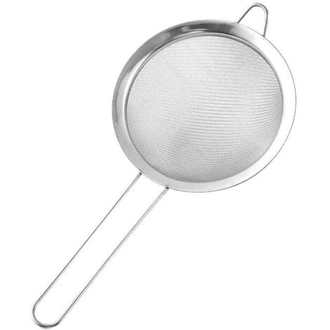 Passoire fine pour cuisine, argentée, 10 x 22,5 cm 1 petite passoire Passoire à cocktail Passoire à thé, café et jus Passoire alimentaire avec poignée