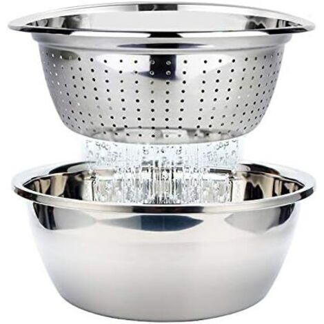 Passoire Passoire en acier inoxydable et ensemble de bols à mélanger Ensemble de bols de passoire à salade Ensemble de bols à salade empilables, 26 cm