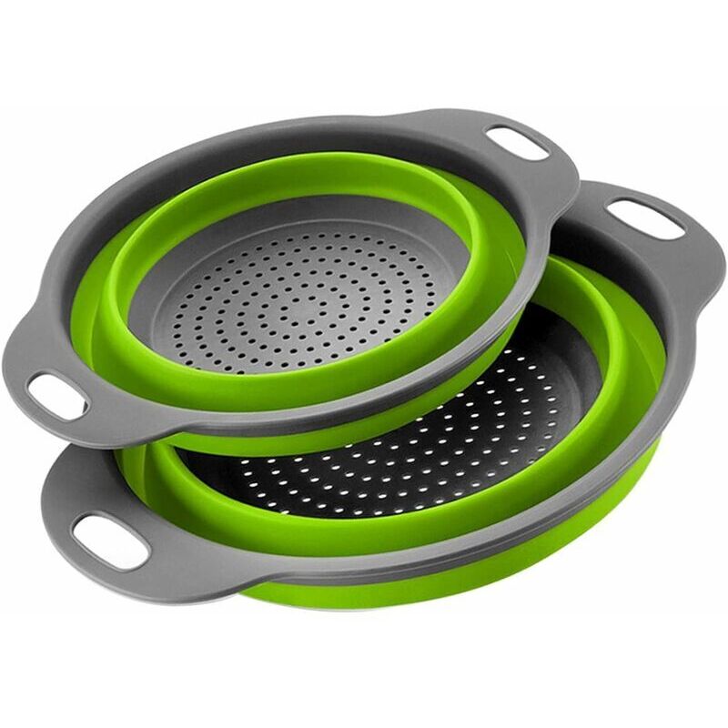 Passoire Pliable 2 Pièces Passoire Pliable Pièces Silicon Passoire Pliable Passoire Cuisine Tidy Pasta Passa (Vert)