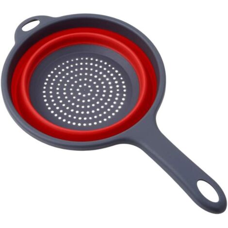 Passoire pliable avec poignée，158℉/ 70℃ résistant à la chaleur, rouge-Fei Yu