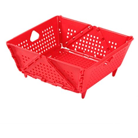 Passoire pliable en plastique - Panier d'égouttage avec pieds de support - rouge