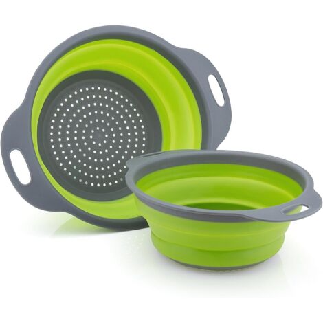Passoire pliable en silicone, panier à fruits pliable pour la cuisine, ensemble de passoires et filtres pliables pour la cuisine et la maison (vert)