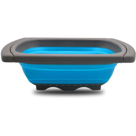 Passoire pliable extensible avec poignées, panier égouttoir de cuisine réutilisable – bleu