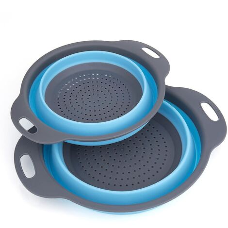 Passoire pliable, lot de 2 passoires pliables en silicone, passoire à pâtes pliable, panier à fruits et légumes pliable en silicone, accessoires de cuisine