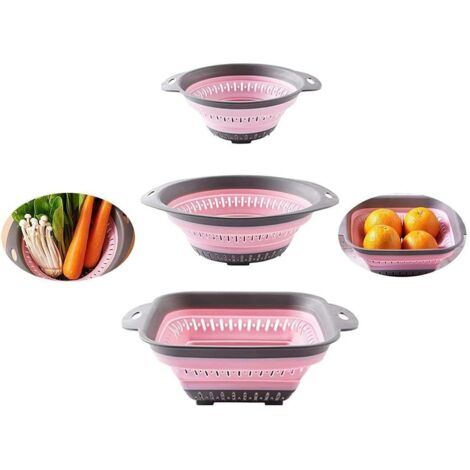 Passoire pliable - Passoire alimentaire en silicone sans BPA avec poignées en plastique - Passoire pliable haute performance