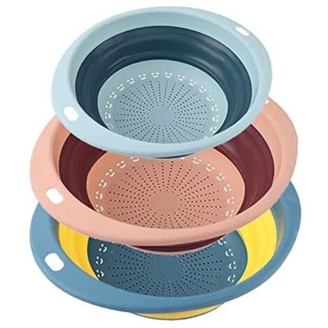 Passoire,Rétractable et Extensible,Panier de Passoire Pliable,Idéal pour Les Pâtes,Les Légumes,Portable Panier de Fruits-3pcs