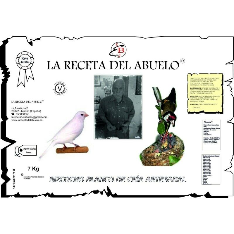 

pasta de cria LA RECETA DEL ABUELO BLANCA para todo tipo de aves 1 kg