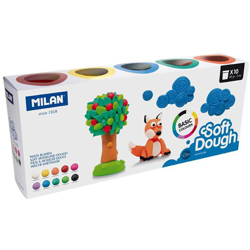 

MILAN Caja 10 frascos 85gr básico soft dough milan