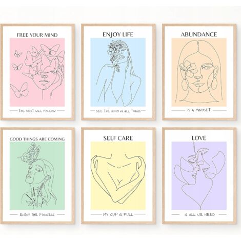 PASTELL-POSTER 6ER-SET, Druck auf Leinwand, 20 x 25 cm, Jugend