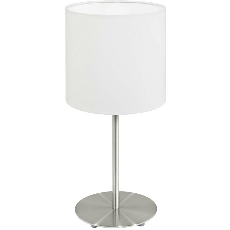 Image of Eglo - lampada da tavolo Pasteri con tessuto bianco interruttore 1X40W h: 27.5 ø 14 centimetri