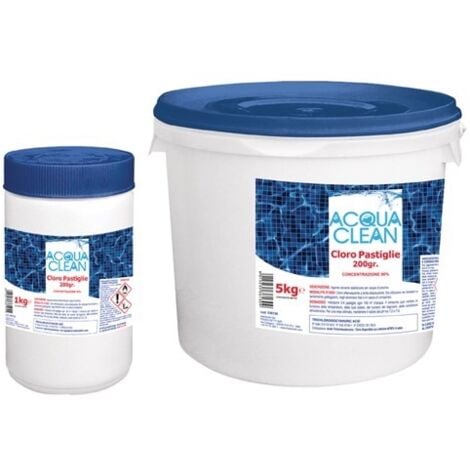 N.D. PASTIGLIE CLORO TRICLORI DA 200GR PER PISCINE ACQUA CLEAN MANUTENZIONE PISCINA