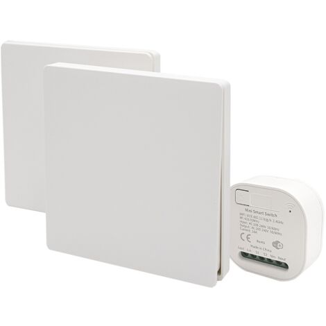 Pastilla WiFi con 2 Interruptores Inteligentes RF  Control Remoto y por Voz