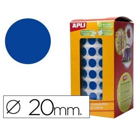 Pastille adhésive diamètre (sigle) 20 mm couleur Agipa - rouleau de 1770 - bleu