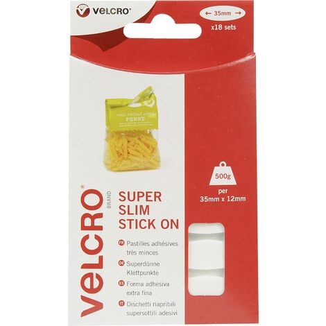 Pastille auto-agrippante VELCRO® VEL-EC60212 VEL-EC60212 à coller partie velours et partie agrippante (L x l) 35 mm x 12 mm blanc 18 pc(s) W33042