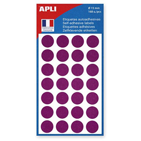 Pastilles adhésives rondes 15 mm - Violet - APLI