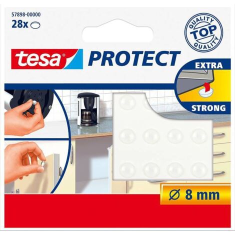 Tesa – Lot de 28 pastilles antibruit transparentes Ø 8 mm – Disques auto-adhésifs pour meubles – Réduction des vibrations et rayures - MM 28 PC