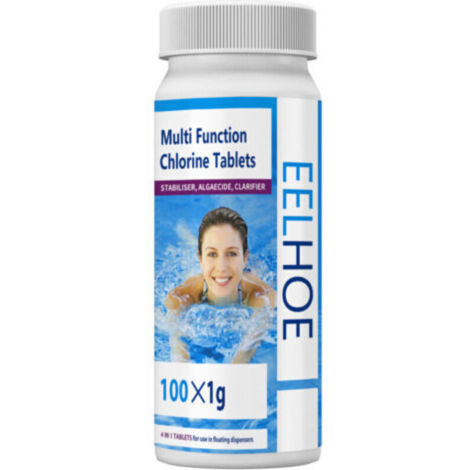 Pastilles de chlore effervescentes pour piscine, adaptées au nettoyage de la qualité de l'eau et à l'algicide des piscines et des piscines pour enfants (100 pastilles)