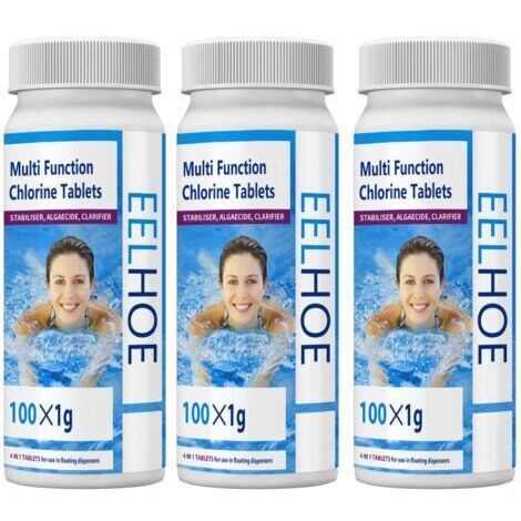 Pastilles de chlore effervescentes pour piscine, adaptées au nettoyage de la qualité de l'eau et à l'algicide des piscines et des piscines pour enfants (300 pastilles)