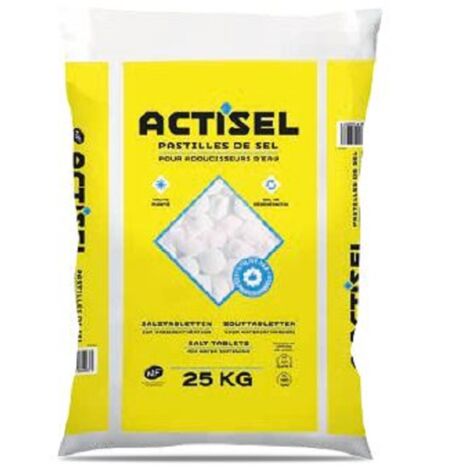Pastilles de sel pour adoucisseur d'eau – Teneur en sel > 99,9% – Cylindriques pour dissolution rapide – Sac de 25 kg – Fabrication française – Salins Du Midi