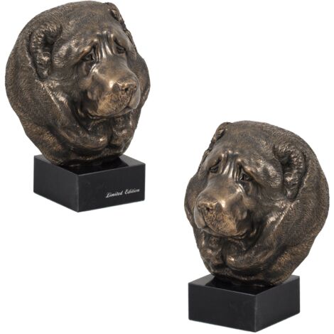 Pastor del Cáucaso - estatuilla de perro, busto sobre base de piedra, escultura, trofeo para la exposición de perros de la marca Art-Dog