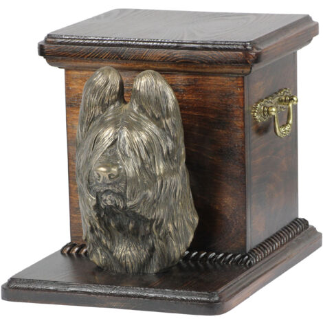 Pastor francés de Brie, Berger de Brie: urna para cenizas de perro con estatuilla, elegante urna para perro, urna única con busto de perro de Art-Dog