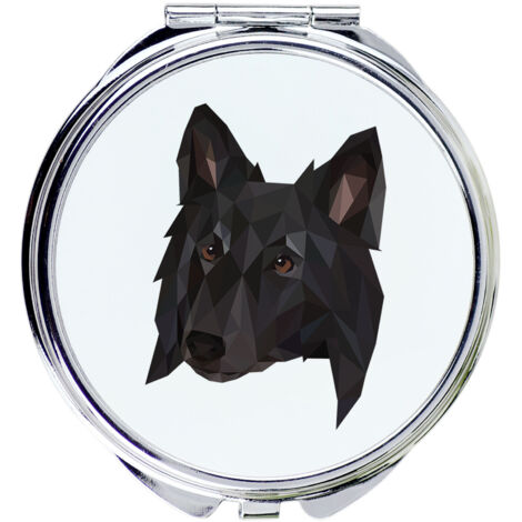 Pastore Belga, Cane da Montagna Belga - specchio con foto e iscrizione geometrica di Art-Dog