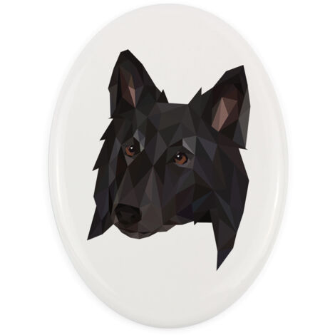 Pastore Belga, Cane da Montagna Belga - una targa con una foto e un'iscrizione geometrica di Art-Dog