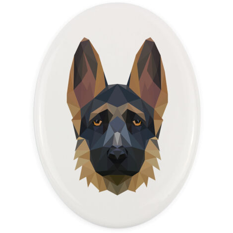 Pastore tedesco, Alsaziano I - una targa con una foto e un'iscrizione geometrica di Art-Dog