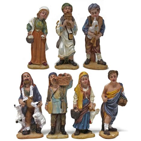 Pastori per Presepe Statuine in Resina 7 Personaggi da 10 cm IVS8