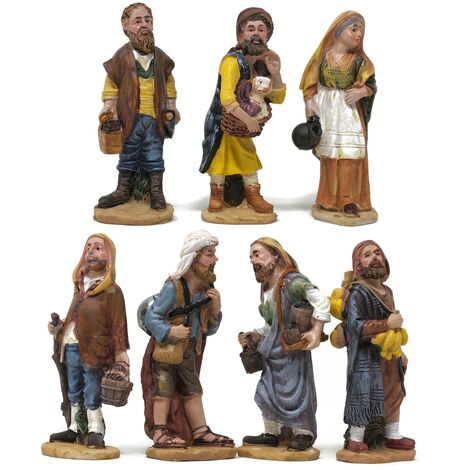 Pastori per Presepe Statuine Semplici in resina da 10 cm 7 Personaggi IVS7