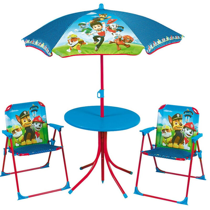 Set de jardin enfant - Pat'Patrouille - table parasol et 2 chaises pliantes