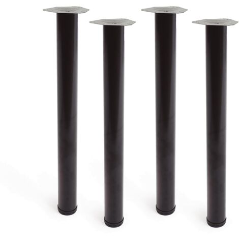 Pata cilíndrica de mesa, modelo 4406, de acero en color negro, ø60 x 710 mm, 4 uds