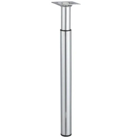 Pata de mesa y mueble, cilíndrica, ajustable de 300 a 500 mm, metal cromado gris